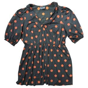 ASOS Design Curve Mini Collared Dress Black with Red Polka Dots Women's Size 20